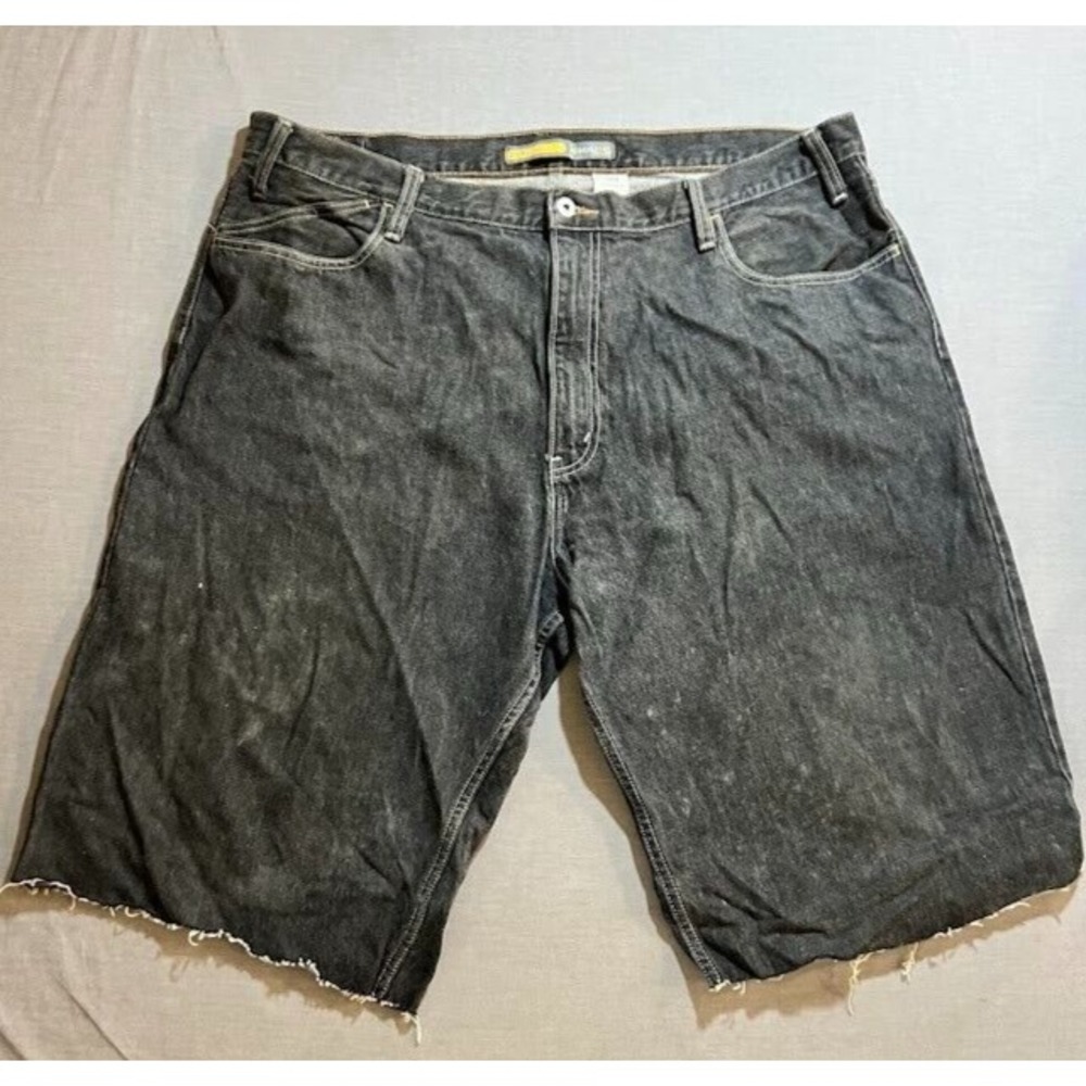 Levi's Silver Tabs Cut Off Shorts Mens 42 Black Denim Pocketed Zip Men.